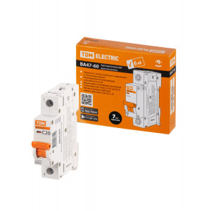 Автоматический выключатель ВА47-60 1Р 20А 6кА х-ка С SQ0223-0078