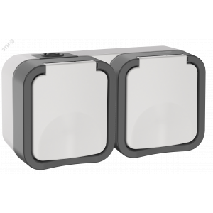 Розетка 2-м ОП TORS 16А IP55 TS222 горизонт. с заземл. с крышкой бел. TS-R26-16-55-G-K41