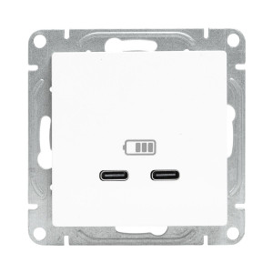 Механизм розетки USB-C - 2шт, белый Эпика EKF UP1-SOW-2USBC