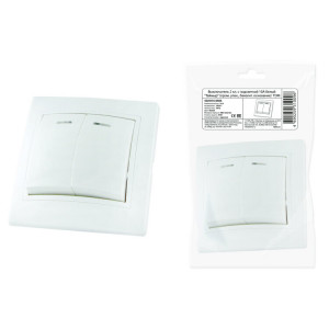 Выключатель 2 кл. с подсветкой 10А белый "Таймыр" (пром. упак,, бакелит. основание) SQ1814-0505