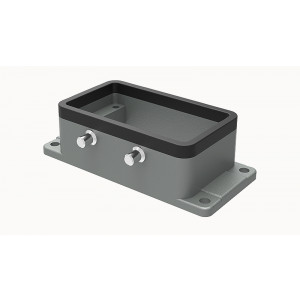 Открытое основание разъема D10B-BK-4g, Основание разъема на панель, открытое, типоразмер 10B, с уплотнителем, без защелок (упоры для двух защелок), без защитной крышки, материал корпуса: алюминиевый сплав