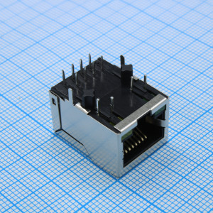 LPJ0011BBNL, Разъем RJ-45 (розетка) угловой c индикацией на плату