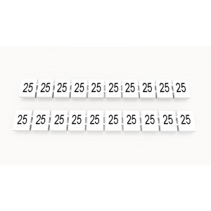 Маркировка (в кассетах) ZB8-10P-19-113Z(H), Кассета с маркировочными шильдиками, для клемм сечением 6 мм.кв., верхняя, 10 шильдиков, нанесенные символы: 25, с вертикальным расположением, размер шильдика: 7,45 x 10,7 мм, цвет: белый