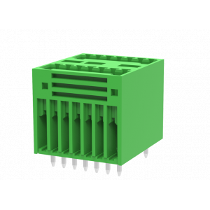 Вилочный разъем на плату MC-DPA2.5V02-0002, Вилочный разъем, 2 этажа, вертикальный, на плату, шаг: 2.5 мм, 2x2 полюса, фиксация на плате пайкой, исполнение: стандартное, 160V, 4A, цвет: зеленый