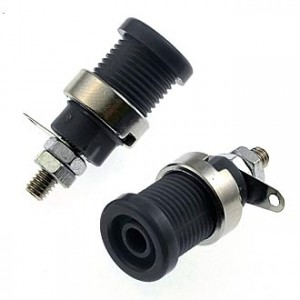 Z012 4MM PANEL JACK BLACK, Клемма приборная Z012 4 мм на панель jack черный, на панель под пайку