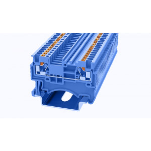 DS1.5-01P-12-00Z(H), Проходная клемма, тип фиксации провода: Push-in, номинальное сечение: 1.5 мм кв., 17,5A, 500V, ширина: 3,5 мм, цвет: синий, втычная перемычка, тип монтажа: DIN35