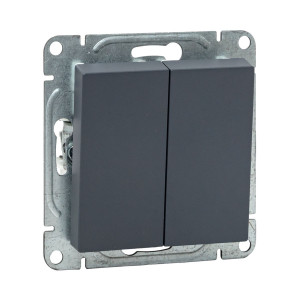 Механизм выключателя, двухклавишный, кнопочный, графит Эпика EKF UP1-SWG-23