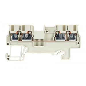 Проходная клемма WTP 1,5 D2/2, Проходная клемма, 4 точки подключения, тип фиксации провода: Push-in, номинальное сечение: 1.5 мм кв., 17,5A, 500V, ширина: 3,5 мм, цвет: серый, тип монтажа: DIN35