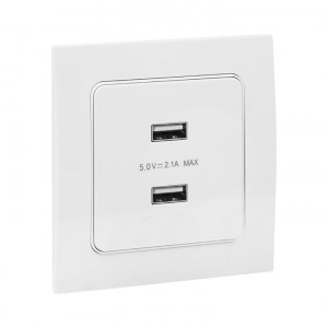 Розетка USB 2-м Стокгольм 2.1А механизм бел. PROxima EYR16-028-10-2USB
