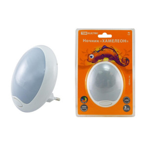 Ночник "Хамелеон" D 85 с выключателем,белый, 0,5 Вт, 220 В SQ0357-0006