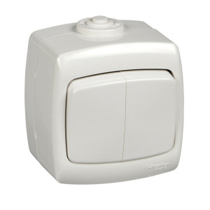РОНДО IP44 О/У 2-клавишный ВЫКЛЮЧАТЕЛЬ 6А, 250В, БЕЛЫЙ. Россия C3(3) VA56-225B-BI