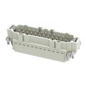 Вилочная контактная вставка DE-024-MP, Вилочная контактная вставка, Push-in фиксация, 24 полюса + PE, типоразмер 24B, 500V, 16A, сечение обслуживаемых проводников 0,5-2,5 мм кв, тип покрытия контактов: серебро