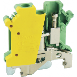Заземляющая клемма UKHV-6JD, Заземляющая клемма, тип фиксации провода: винтовой, номинальное сечение: 6 мм кв., ширина: 8,2 мм, цвет: желто-зеленый, тип монтажа: DIN35