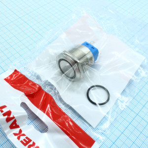 A22-A1-12V с зеленой подсветкой, Кнопка антивандальная с подсветкой 12В d22 5A 250B (6c) OFF-(ON)/ON-(OFF)