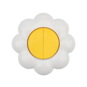 Выключатель двухклавишный KRANZ HAPPY Ромашка скрытой установки, желтый/белый KR-78-0621