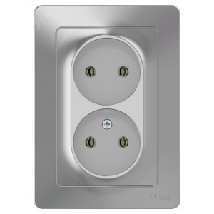 Розетка 2-м СП Blanca 16А IP20 250В без заземл. без защ. шторок алюм. SE BLNRS000023