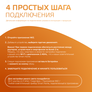 Датчик движения электронный Smart Home 1,5W 3V Wi-Fi 3м 120° 1/6 4010322