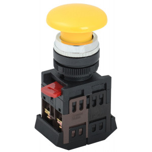 Кнопка AEА-22 "Грибок" желтый d22мм 1з+1р BBG30-AEA-K05