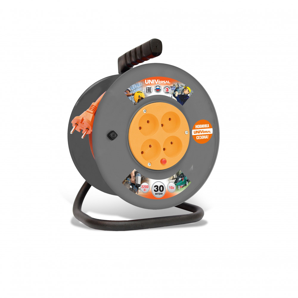 Изображение товара Удлинитель силовой 4 розетки 30м ПВС 2х1.0 10А ВЕМ-250т