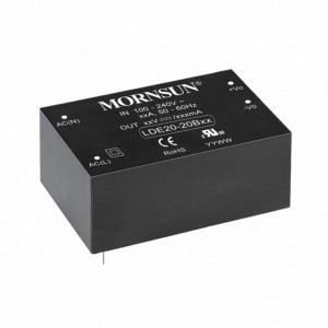 LDE20-20B12, Преобразователь AC/DC 20 Вт, выход 12 В/1,66 А, вход 85-264 VAC, DIP корпус на плату