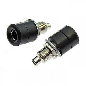 Z031 4MM SOCKET BLACK, Клемма приборная Z031 4 мм, разъем черный, диаметр 4 мм
