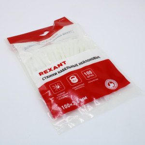 Стяжка 3.6*100 белая (100 шт), хомут-стяжка кабельная нейлоновая