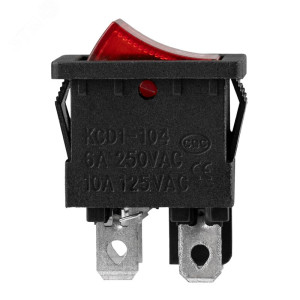 Выключатель клавишный 250V 6А (4с) ON-OFF красный с подсветкой Mini (RWB-207, SC-768) Индивидуальная упаковка 1 шт 36-2190-1, Выключатель клавишный с подсветкой ON-OFF (4c) 6А 250В