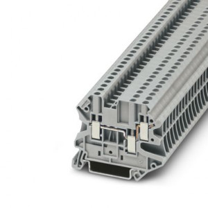 Проходная клемма UUT-2.5/1-2-GY, Проходная клемма, 3 точки подключения, тип фиксации провода: винтовой, номинальное сечение: 2,5 мм кв., 24A, 500V, ширина: 5,2 мм, цвет: серый, тип монтажа: DIN35