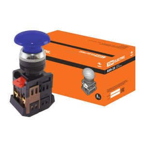 Кнопка AEА-22 "Грибок" синий d22мм 1з+1р SQ0704-0017