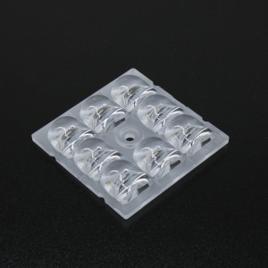 AJSP50D8LED45G, Групповая квадратная линза на 8 светодиодов 5050/3535/3030 , Asyммetric 45°, 50x50мм H:8.11мм, PC