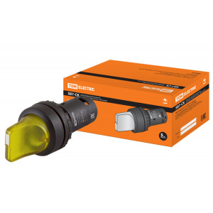 Переключатель на 3 положения с фиксацией SB7-CK3565-24V короткая ручка(LED) d22мм 1з+1р желтый SQ0746-0070