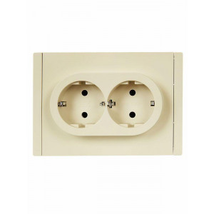 FORTE&PIANO Розетка 2-местная с заземлением без защитных шторок безвинтовое крепление 16А FP424 ваниль IEK FP-R21-16-1-K10