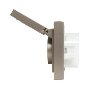 Механизм розетки двойной, 16А, IP44, с заземлением, со шторками, с рамкой, с крышками, шампань Эпика EKF UP1-SOC-211-44