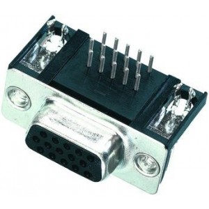 09561525612, Соединители с высокой плотностью контактов D-Sub 15P FEMALE R/A PCB 4-40 UNC S4 PLATING