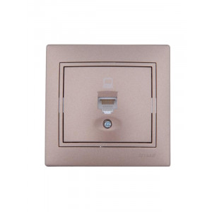 Розетка компьютерная 1-м СП Mira RJ45 16А IP20 со вставкой свет. корич. перламутр. 701-3131-139