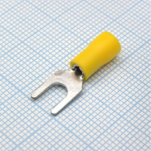 SV1.25-4L  Yellow, наконечник кабельный вилочный с изоляцией d=4.3мм, сеч. пров.0.5-1.5мм2