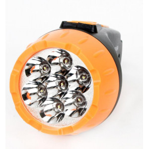 Фонарь аккумуляторный LED3807 7LED 2 режима аккум. SLA 220В пластик. черн./желт. (кор.) 9216