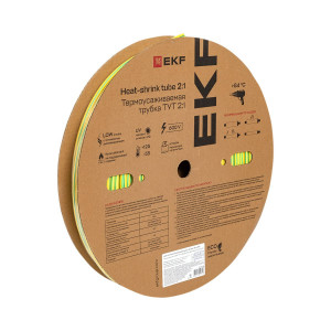 Термоусаживаемая трубка ТУТ нг 6/3 жел-зел рулон PROxima tut-6-yg