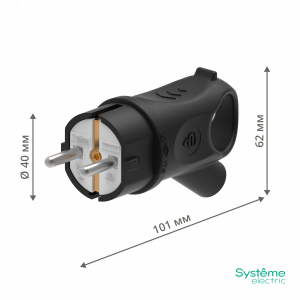 Вилка MultiSet 2К+З 16А/250В IP44 угловая каучуковая черн. SE MST1102BK