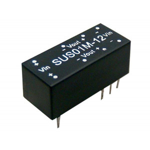 SUS01L-09, Преобразователь DC/DC, 1Вт, Uвх=4.5…5.5В, выход 9В/111мА, EMI filter, изоляция 1500В DC, корпус SIP16 22.6х9.9х8.9мм, -25°С…+71°С