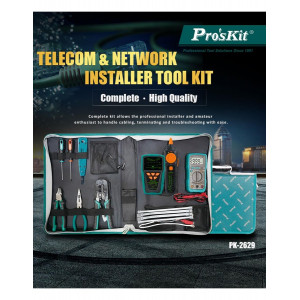 PK-2629, Набор инструментов для обслуживания LAN сетей из 9 предметов в сумке на молнии