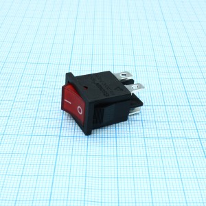 RK2-03 2X1 B/R"0-", Выключатель клавишный ON-OFF без подсветки цвет корпуса (черный) цвет кнопки (красный)