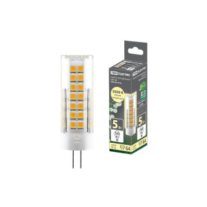 Лампа светодиодная G4-5 Вт-230 В-3000 К, SMD, 16x55 мм SQ0340-0216