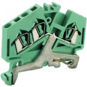 Заземляющая клемма UJ1-2.5/3JD, Заземляющая клемма, 3 точки подключения, тип фиксации провода: пружинный, номинальное сечение: 2,5 мм кв., ширина: 5 мм, цвет: зеленый, тип монтажа: DIN35