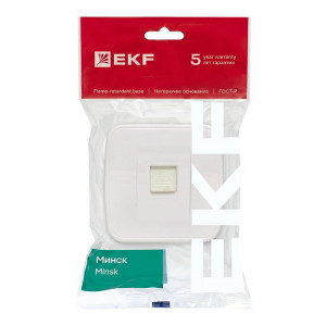 Минск Розетка Phone 1-местная ОП белая EKF Basic(кр.1шт)