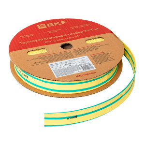 Термоусаживаемая трубка ТУТ нг 20/10 жел-зел рулон PROxima tut-20-yg