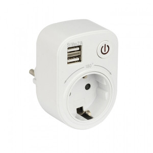 Розеточный блок (розетка 2P+E 16А, 2 USB разъема 5V 2,1A) PROxima SB-01