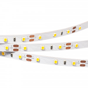 Лента RT 2-5000 12V Warm2700 (2835, 300 LED, PRO) 015702(B), Гибкая лента PRO, светодиоды smd 2835, 60шт/м (300шт на 5м), белая плата 8мм, скотч 3М. Цвет ТЁПЛЫЙ 2600-2800K. Питание 12V, мощность 7.2 Вт/м (36 Вт на 5м), угол 120°, цветопередача CRI>85. Размеры 5000х8x1.5мм. Мин.отрезок 50мм, 3 шт светодиода. Пакет 5