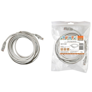 Патч-корд народный U/UTP Cat 5e 4PR 24AWG PVC, литой 7 м, серый SQ0115-0007