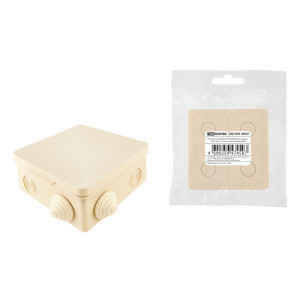 Распаячная коробка ОП 80х80х50мм, крышка, IP54, 7вх., сл. кость, инд. штрихкод SQ1401-0932